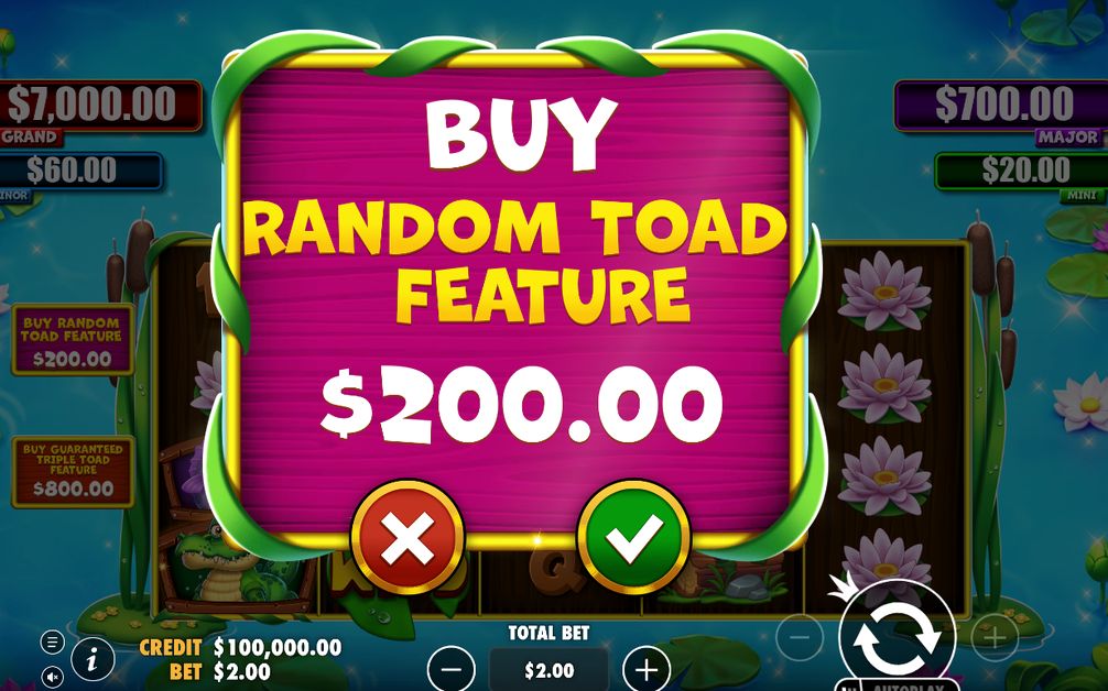 Bonusläget i Tiny Toads med Free Spins på skärmen
