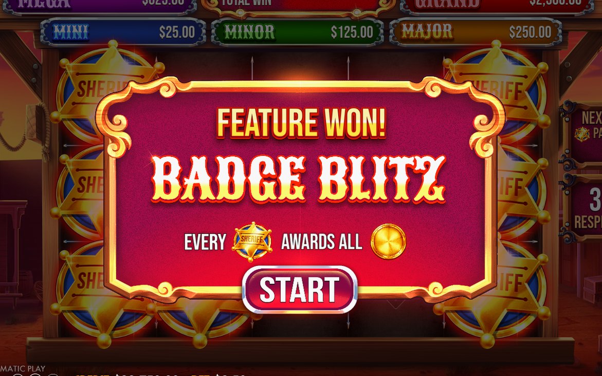 Badge Blitz-intro där varje BADGE ger alla COIN MONEY-värden